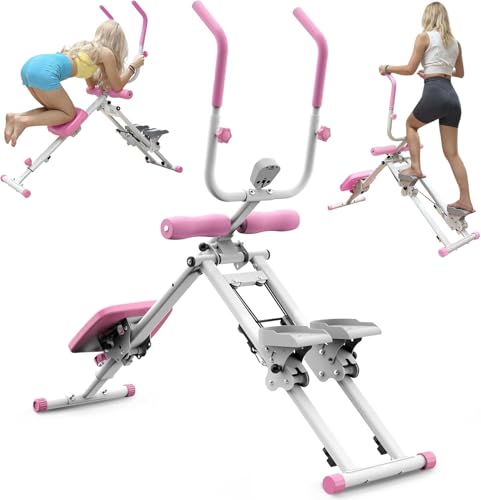 KINMAC 2 in 1 Stair Stepper & Ab Workout Machine - color: White Pink