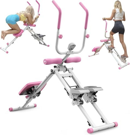 KINMAC 2 in 1 Stair Stepper & Ab Workout Machine - color: White Pink