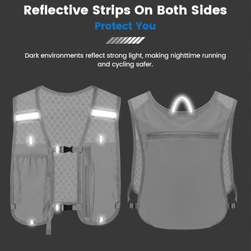 Running Vest for Women Men, Adjustable Lightweight Hydration Vest with 500ml Soft Flask, Breathable Backpack for Trail Race Hiking Cycling Climbing Jogging Marathon