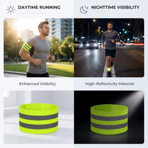 4Pcs High Visibility Reflective Bands, Elastic Reflective Wristbands