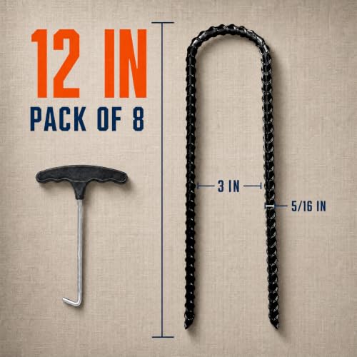 Happin® 12 Inch Trampoline Anchors Kit, 8 Pack Heavy Duty Galvanized Steel U-Shaped Ground Stakes, High Wind Anchor Kit for Trampolines, Tents, Canopies, Fences and Yard (Black) - color: Black, style: U Stakes (8pcs)