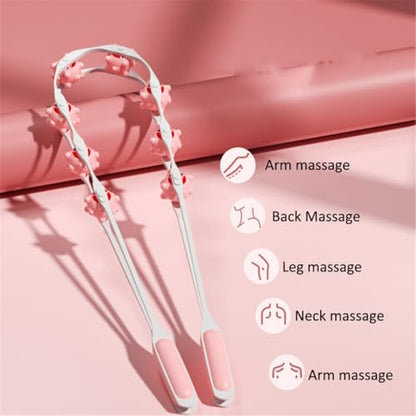 Manual Back Massage Roller Rope, Handheld Massage Ball Roller Anti Cellulite Massage Roller, Fascia Roller Manual Massage Strap for Back Neck Shoulder Waist Leg Muscle Exercise Massage Roller (Blue) - color: Blue