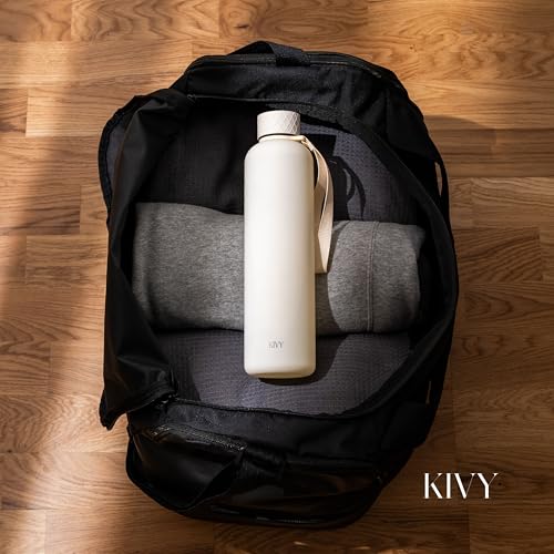 KIVY Slim Water Bottle 32oz Tritan - Lightweight & Shatterproof - BPA-Free - color: Beige White, size: 32 Ounces