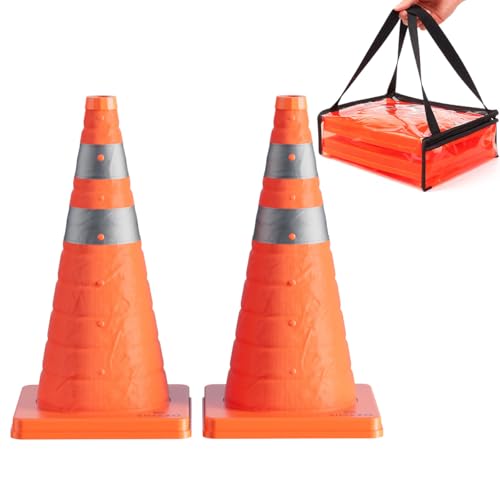 2 Pack 18In Collapsible Traffic Safety Cones with Reflective Collar - size: 18 Inch