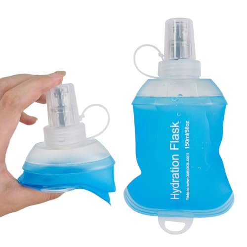 150ML Soft Flask, TPU Collapsible Soft Water Bottle for Hydration Pack, Running Vest, Leak-Proof Folding Water Bottle for Hiking Cycling Climbing Jogging- 1Pcs, Blue - color: 150ML Blue