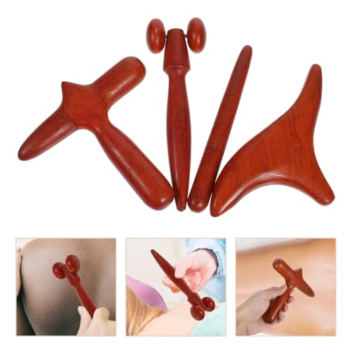 Massage Tool Set 4-piece Self Massage Stick and Gua Sha Scraping Tool for Easy Grip Portable Therapy 5.31 X 5.03 X 0.55 in