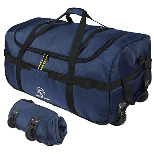 REDCAMP 85L/120L/140L Foldable Duffle Bag with Wheels, Large Travel Duffel Bag - color: 120L Navy (Large)