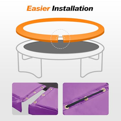 Exacme Round Trampoline Spring Cover, 0.8 in Thick Replacement Safety Pad - color: Purple, size: 13 Foot