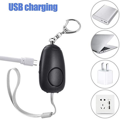 (Upgraded New Version) Safe Sound Personal Alarm, Rechargeable Emergency 130db Security Alarm Keychain Siren Song with 2 LED Lights, for Women, Men, Children, Elderly (3 Pack), Black