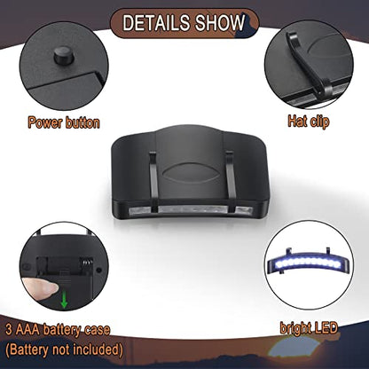 Hortsun 10 Pcs Light Clip 11 LED Cap Lights Clip on Hat Headlamp Battery Cap Brim Lamp Black Waterproof Ultra Bright Flashlight for Hunting Camping Fishing Hiking - style: Battery