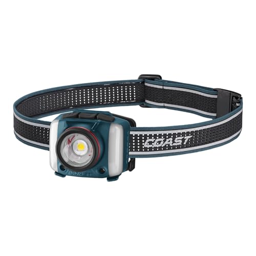 Coast FL97R Voice-Controlled 1200 Lumen Rechargeable LED Headlamp with Pure Beam Spot & Flood, ARC Lighting, Red & Green Color Modes, Glide Focus Radial Arm Dial and USB-C Charge Port, Ocean Blue - color: Ocean Blue