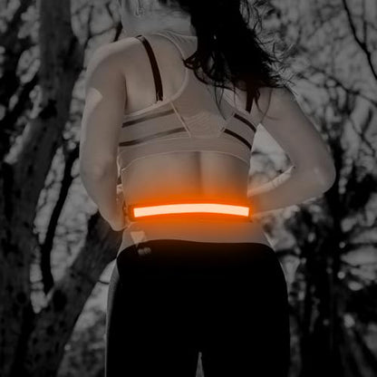 Illumifun LED Running Belt - USB Rechargeable Light Up Sash, High-Visibility Elastic Waistband Light for Running Cycling Hiking Camping Nighttime Activities - color: Orange
