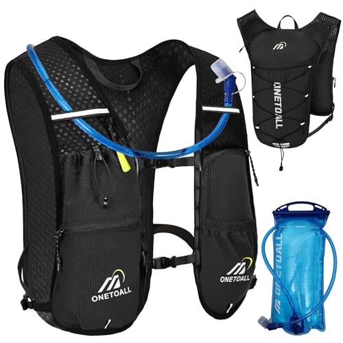 Running Vest for Women & Men, 6L Hydration Backpack with 2L Water Bladder, Lightweight Water Backpack for Trail Running, Marathon, Hiking, Cycling, Jogging, Adjustable Fit - color: Black Vest with 2L Bladder