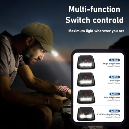 Hands Free Rechargeable LED Baseball Cap with Light Built-in Unisex Sport Waterproof Hat for Men Dad Husband Outdoor - color: Khaki