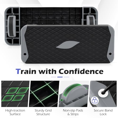 Goplus 3-in-1 Aerobic Step Platform, 600 LBS Adjustable Exercise Stepper - color: Gray