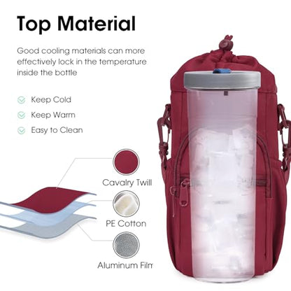 sportsnew 40oz Crossbody Water Bottle Bag for Gym Hiking - color: Red