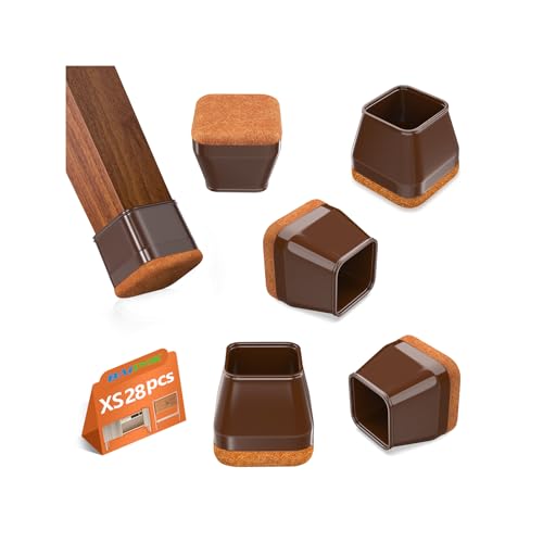BAIPOK 28Pcs Square Chair Leg Floor Protectors with Thickened Felt Pads - color: Brown, size: X-Small