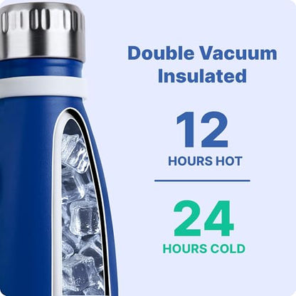 Kids Stainless Steel Water Bottle for School-12 oz Insulated Water Bottle - color: Navy, size: 12 Ounces