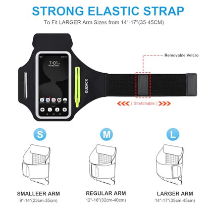 GUZACK Running Armband for iPhone 17 16 15 14 13 Pro Max, Galaxy S25 S24 S23 S22, with Card Slot & Key Pockets, Running Phone Holder, Fit Up to 6.9 Inches Phone - Size L (Bigger Arm 14-17 in) - color: Green Zipper (Up to 6.9"), size: L