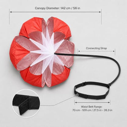 Football Kick Trainer Parachute Resistance with Adjustable Waist Strap for Youth Field, Backyard, Speed and Power Drills - color: Red