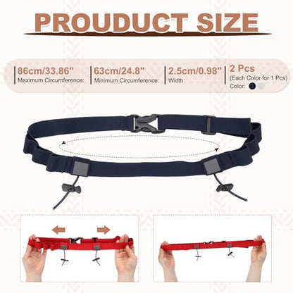 Bib Belt, Race Belt Triathlon Running Number Holder Elastic Comfortable with 6 Gel Loops, Sport Race Bib Holder 2Pcs, Light Gray/Navy Blue for Runners/Marathon/Cycling - color: Light Gray/Navy Blue