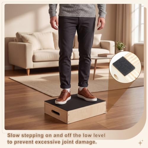 Sintuff 4 Inch Wooden Exercise Steps Textured Safety Walk Tread