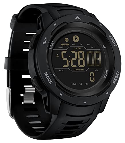 findtime Men's Digital Watch Waterproof Pedometer Watches Sport Watch Step Counter Calorie Military Watch with Stopwatch Alarm LED Backlight Countdown - color: black