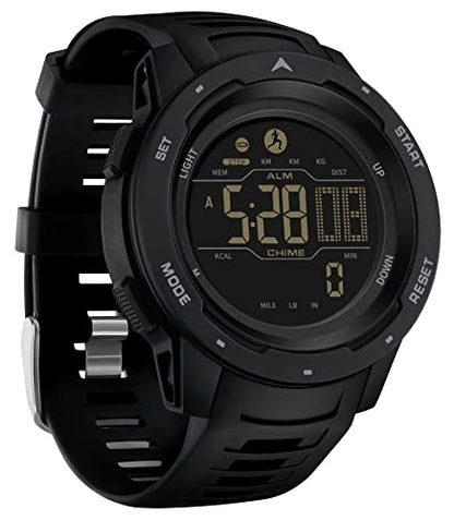 findtime Men's Digital Watch Waterproof Pedometer Watches Sport Watch Step Counter Calorie Military Watch with Stopwatch Alarm LED Backlight Countdown - color: black