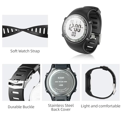 EZON Digital Watch with Stopwatch Countdown Timer Alarm EL Backlight,Ultra-Thin Large Display 5ATM Waterproof Digital Wrist Watches for Men Women - color: Camouflage Blue