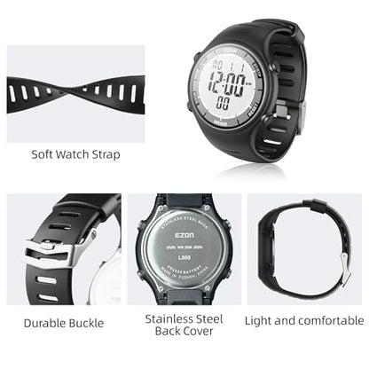 EZON Digital Watch with Stopwatch Countdown Timer Alarm EL Backlight,Ultra-Thin Large Display 5ATM Waterproof Digital Wrist Watches for Men Women - color: Camouflage Blue