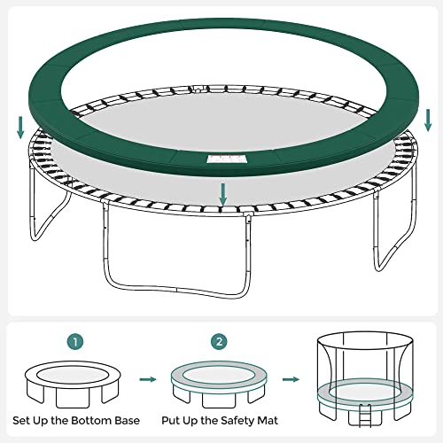 SONGMICS Replacement Trampoline Safety Pad Mat, 10ft 12ft 14ft 15ft Standard Size, Spring Cover, UV-Resistant, Tear-Resistant, Edge Protection - color: Dark Green, size: 14FT, style: Non-Removable