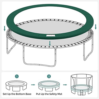 SONGMICS Replacement Trampoline Safety Pad Mat, 10ft 12ft 14ft 15ft Standard Size, Spring Cover, UV-Resistant, Tear-Resistant, Edge Protection - color: Dark Green, size: 14FT, style: Non-Removable