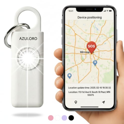 Personal Alarms for Women Loudest – Safety Keychain Self Defense – Personal Alarm Siren with SOS & Emergency Call – Keychain Alarm for Women – Gifts for Teenage Girls – Protection for Girls (White) - color: White
