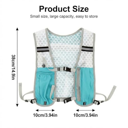 Running Vest Hydration Pack - Lightweight Trail Running Vest for Men & Women, Breathable Mesh Backpack with Front Phone Pockets & Reflective Straps for Hiking, Cycling, Marathon - Turquoise