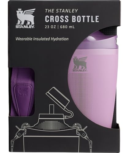 Stanley Cross Bottle 23 oz | Travel Water Bottle with Jacquard Strap | Leakproof Tritan Lid with Removable Straw | Insulated Stainless Steel | BPA-Free | Lilac - color: Lilac, size: 23 Ounces