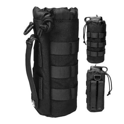 Tactical MOLLE Bottle Pouch Basic Style & Enhanced with Shoulder Strap - color: Black-Basic