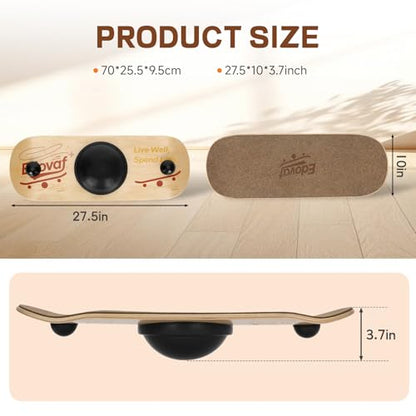 Balance Board- Gift for Adults & Kids,Wood Wobble Balance Trainer Board