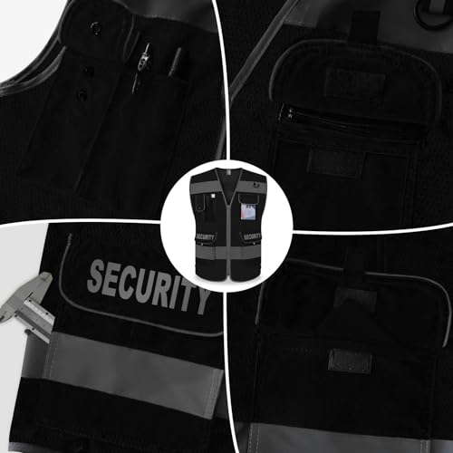 TCCFCCT Mesh Security Vest for Men Women 9 Pockets Safety Vest, Black 2XL - color: Black-bison 08, size: XX-Large