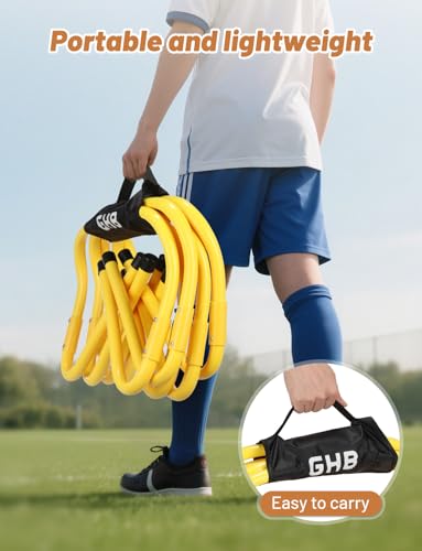 GHB Agility Hurdles Adjustable 8.3"&12.6" Speed Training Equipment Set - color: Yellow 5 Pack