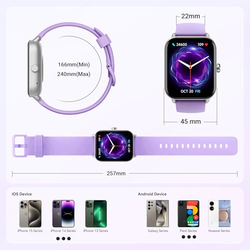 Gydom Smart Watches for Women for Android & iPhone, Alexa Built-in, 1.8" Smartwatch with Heart Rate/SpO2/Sleep/Stress, IP68 Waterproof Fitness Tracker, 101+ Sports Modes, Purple - color: Purple