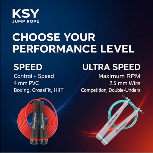 Jump Rope for Men and Women (Grand Prix Ultra Speed Series) – Adjustable Wire Rope for CrossFit, Boxing, and Fitness Training – Smooth, Fast, Tangle-Free Rotation (Made in Korea) - color: Gray/Yellow