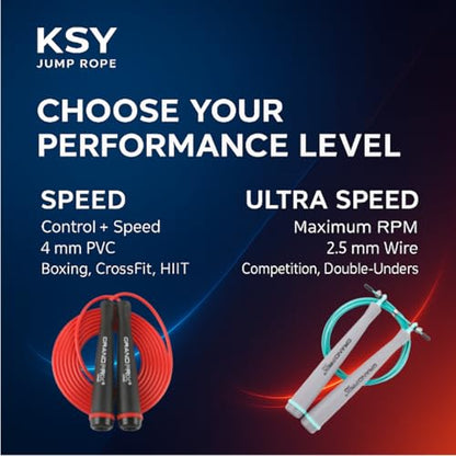 Jump Rope for Men and Women (Grand Prix Ultra Speed Series) – Adjustable Wire Rope for CrossFit, Boxing, and Fitness Training – Smooth, Fast, Tangle-Free Rotation (Made in Korea) - color: Gray/Red