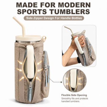 Water Bottle Carrier Bag - color: Camel