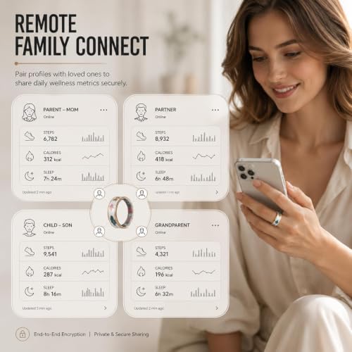Smart Ring for Women with Enamel Health Ring Fitness Ring Fitness Tracker with Sleep Heart Rate Monitoring Distance Pedometer Calorie for Android iOS - size: 9