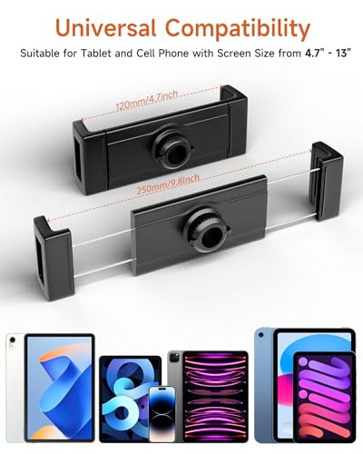 iPad Holder for Mic Stand, 360° Rotating Tablet Mount, 4.7"-13" Devices - size: Long Arm
