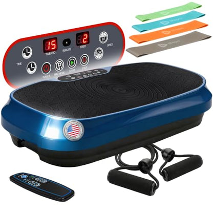 Lifepro Waver Mini Vibration Plate Exercise Machine with Resistance Bands - color: Blue