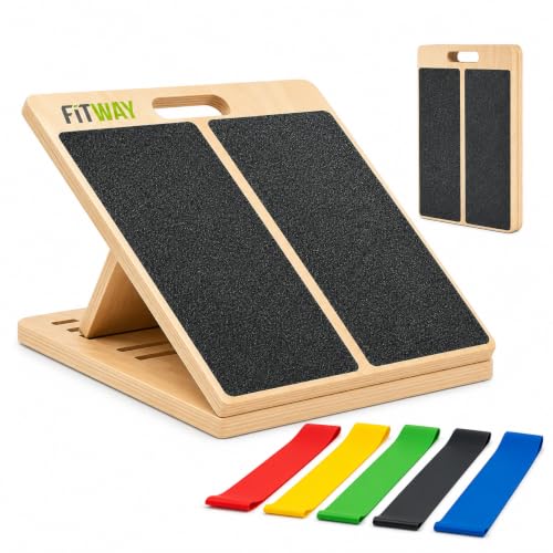 Adjustable Wooden Slant Board, 5-Level Calf Stretcher for Mobility & Rehab