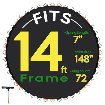AW Trampoline Mat & Pad Replacement Kit w/ 72V-Ring for 14ft Round - size: 14FT Mat Only