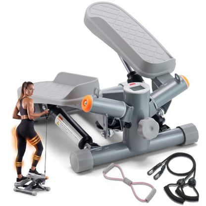 YYJO Steppers for Exercise at Home, Mini Stepper with Resistance Bands Quiet Portable Stair Stepper for Buttocks Lifting and Body Shaping - color: Gray1