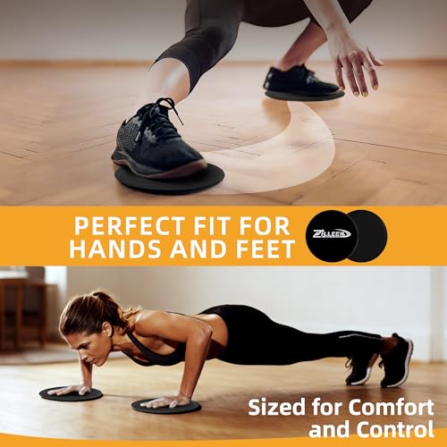 ZILLEEN Exercise Sliders for Working Out Pilates Fitness Discs 2pcs - color: Black
